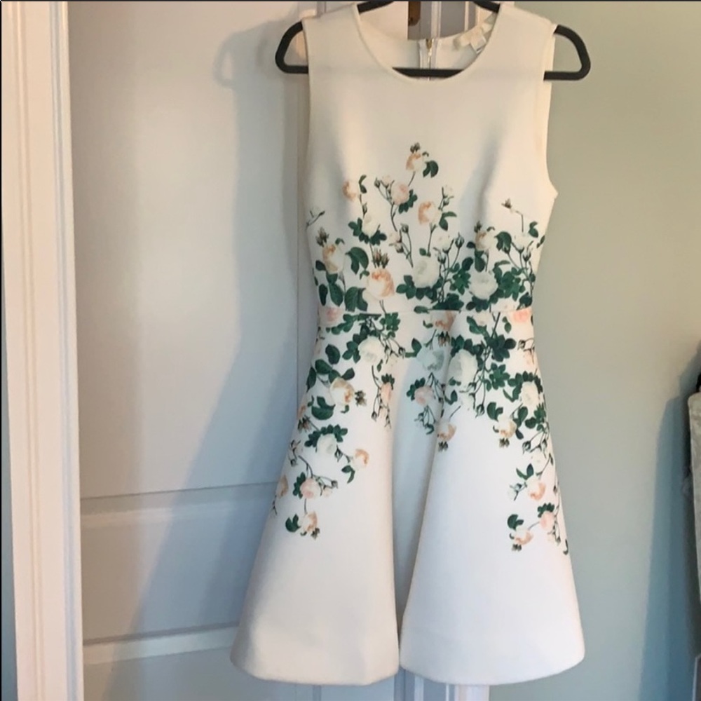 White Erin Fetherson Neoprene floral susie dress